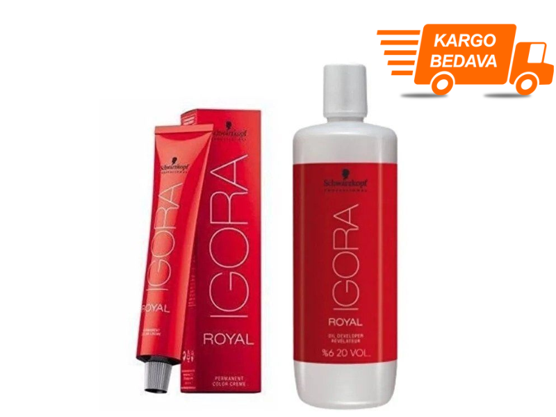 7 ADET Igora Royal 7-4 Kumral-Bej Saç Boyası + 1L Oksidan
