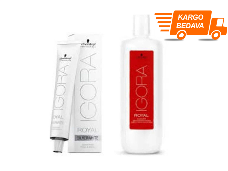 3 ADET Igora Royal Absolutes Silverwhite Grey Lilac Saç Boyası + 1L Oksidan