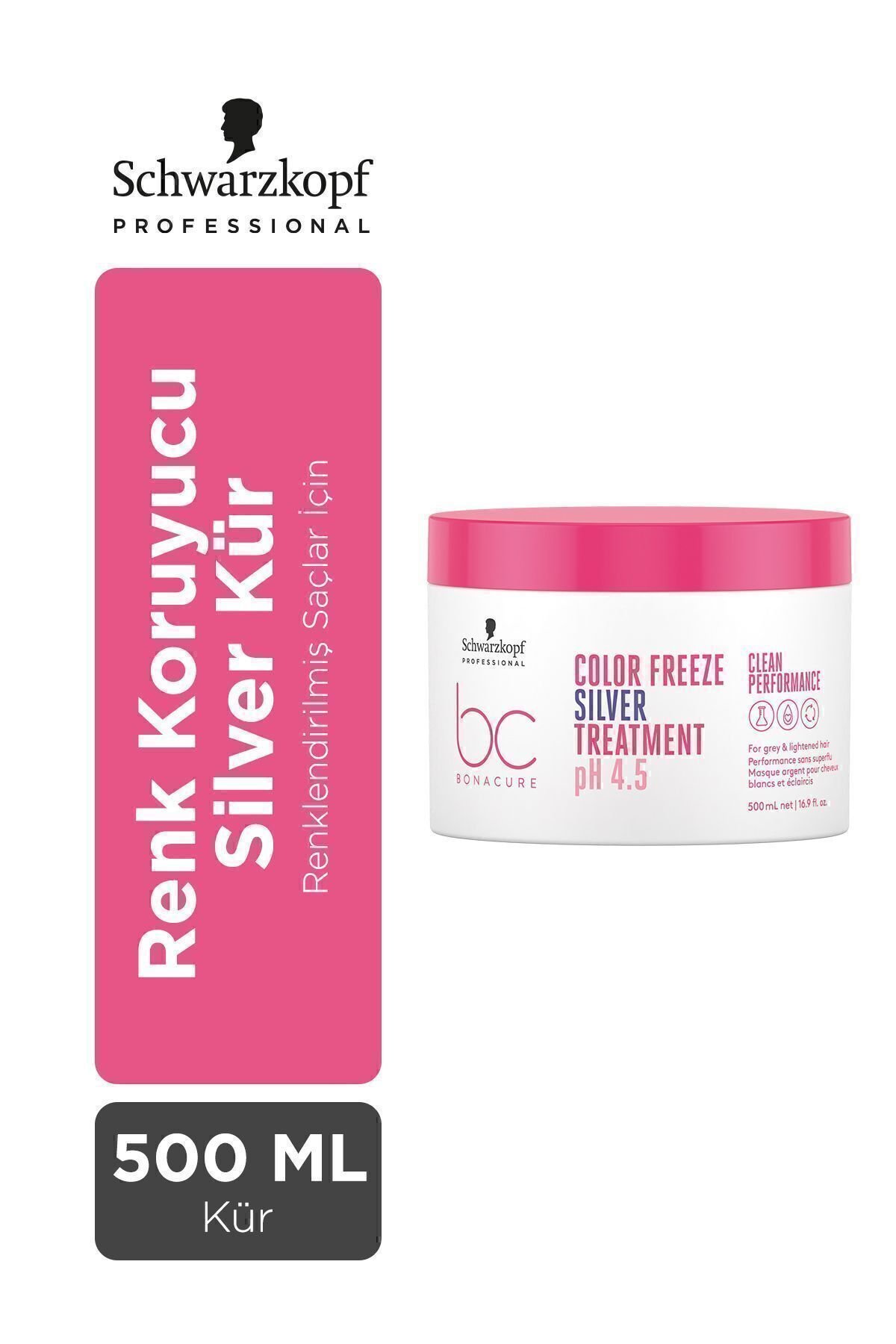 BC Clean Renk Koruyucu Gümüş Kür 500ml | Saçı optimum pH seviyesi olan 4,5'e getirir