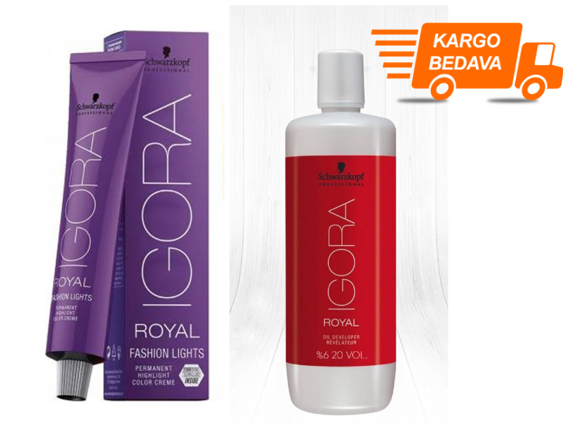 9 ADET Igora Royal Fashion Lights L-44 Bej Saç Boyası + 1L Oksidan